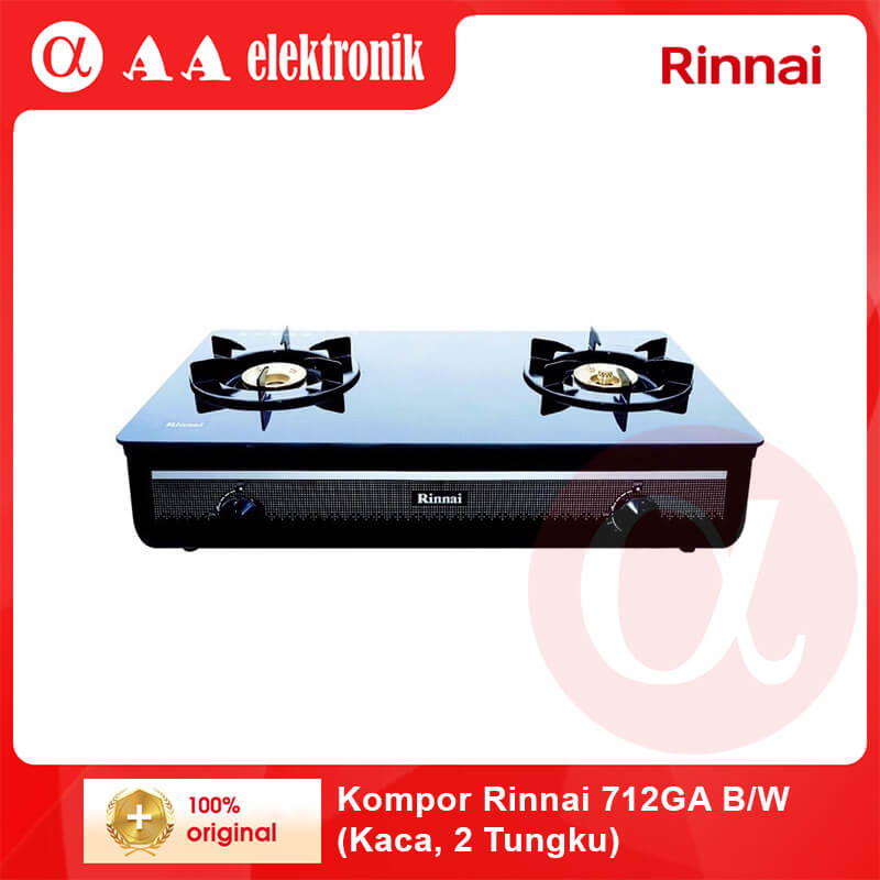 Kompor Rinnai 712GA B/W (Kaca, 2 Tungku)