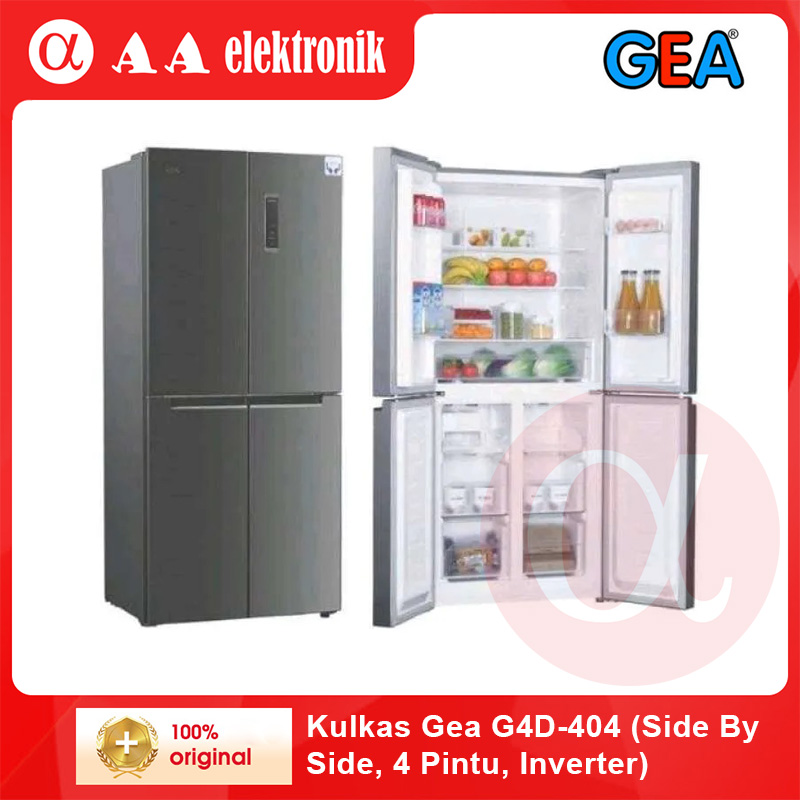 Kulkas Gea G4D-404 Inox (Side By Side, 4 Pintu, Inverter)